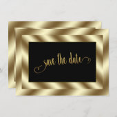 Glam Gold Foil und Black Wedding speichern das Dat Einladung (Vorne/Hinten)