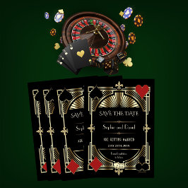 Glam Gold Gatsby Roaring 20er Hochzeit Sichern Sie Einladung