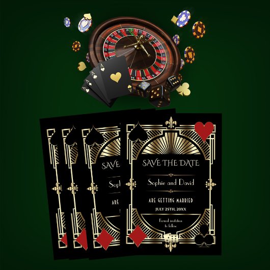 Glam Gold Gatsby Roaring 20er Hochzeit Sichern Sie Einladung