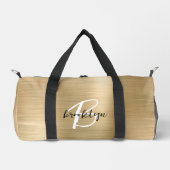 Glam Gold gebürstetes Metall Schwarz-Weiß-Monogram Duffle Bag (Vorderseite)