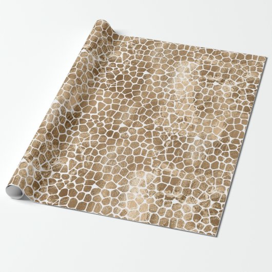 Glam Gold Giraffe Print Geschenkpapier (Ungerollt)