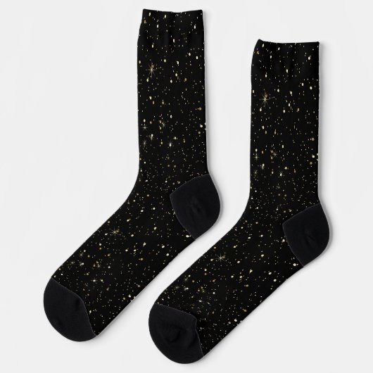 Glam gold glitter and sparkles on black image socken (Linkes Detail)
