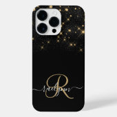 Glam Gold Glitter Diamond Sparkle Elegant Monogram iPhone Hülle (Rückseite)