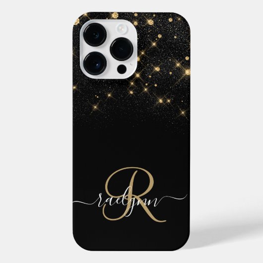 Glam Gold Glitter Diamond Sparkle Elegant Monogram iPhone Hülle (Rückseite)