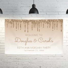 Glam Gold Glitter Drip 50. Jubiläumsfeier Banner