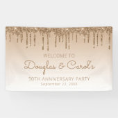 Glam Gold Glitter Drip 50. Jubiläumsfeier Banner (Horizontal)