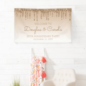 Glam Gold Glitter Drip 50th Anniversary Party Banner (Insitu)