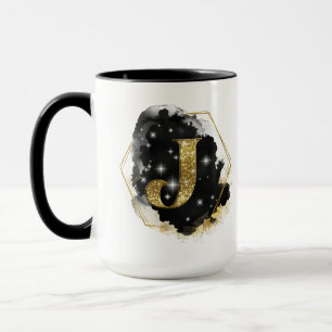 Glam Gold Glitter J Monogramm Tasse