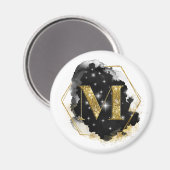 Glam Gold Glitter M Monogramm Magnet (Vorderseite/Rückseite)
