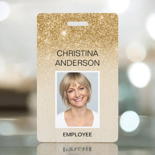Glam Gold Glitter Mitarbeiter Name Foto Corporate Ausweis