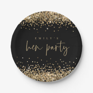 Glam Gold Glitter Name Junggesellinnenabschied Sch Pappteller
