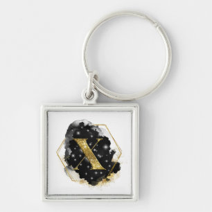 Glam Gold Glitter X Monogramm-Schlüsselanhänger Schlüsselanhänger