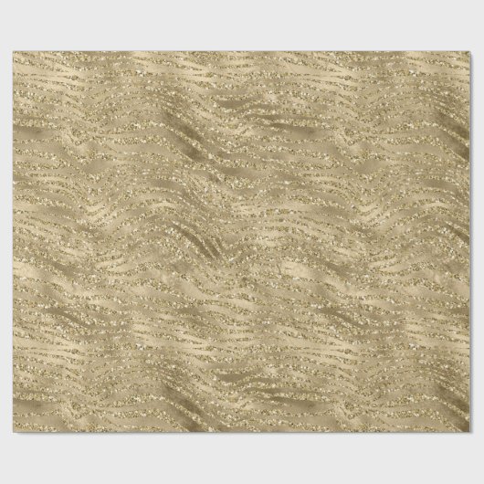 Glam Gold Glitz Glitzer Zebra Print Geschenkpapier (Flach)