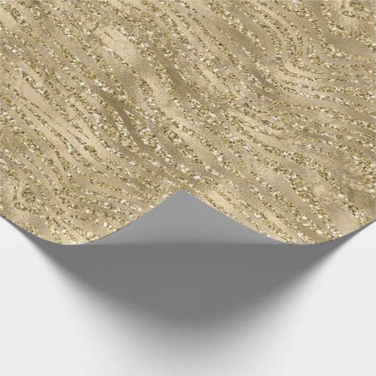 Glam Gold Glitz Glitzer Zebra Print Geschenkpapier (Ecke)