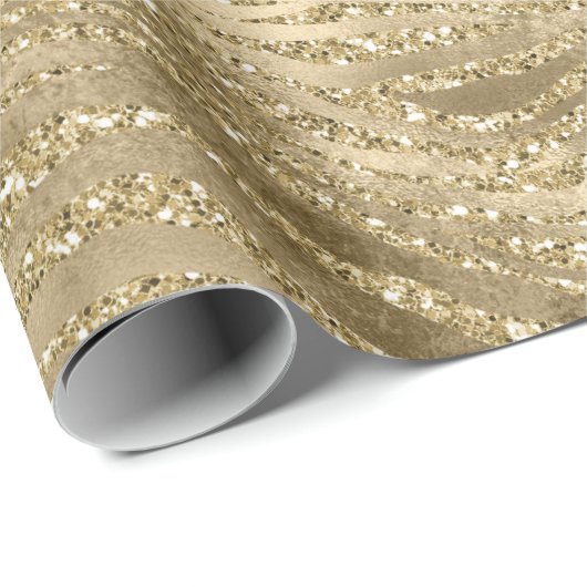 Glam Gold Glitz Glitzer Zebra Print Geschenkpapier (Rolleneckpunkt)