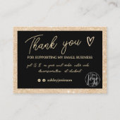 Glam Gold Glitzer Black Order Logo danke Visitenkarte (Vorderseite)