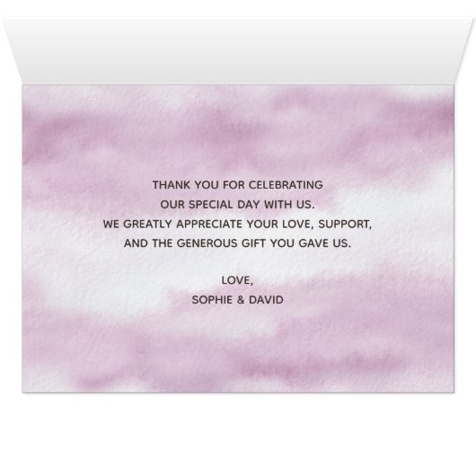 Glam Gold Glitzer Blush Floral Vielen Dank (Innenansicht Horizontal (Unten))