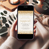 Glam Gold Glitzer Borders Printable Verlobung Einladung