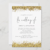 Glam Gold Glitzer Borders Script QR Code Hochzeit Einladung (Vorderseite)