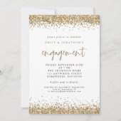 Glam Gold Glitzer Borders Verlobung Einladung (Vorderseite)