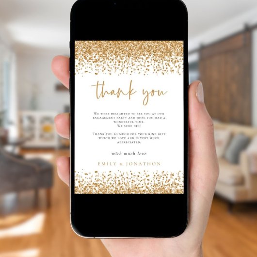 Glam Gold Glitzer Borders Verlobung Vielen Dank Karte