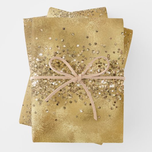Glam Gold Glitzer Confetti Geschenkpapier Set (Beispiel)