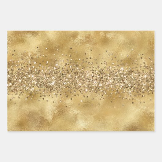 Glam Gold Glitzer Confetti      Geschenkpapier Set (Vorderseite)
