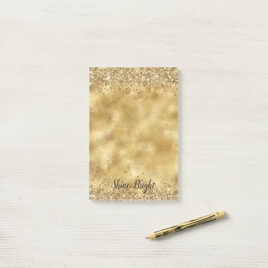 Glam Gold Glitzer Confetti      Post-it Klebezettel (Auf Schreibtisch)
