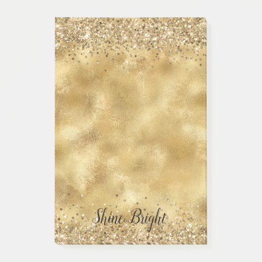 Glam Gold Glitzer Confetti Post-it Klebezettel (Vorderseite)