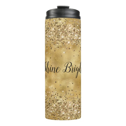 Glam Gold Glitzer Confetti          Thermosbecher (Vorderseite)