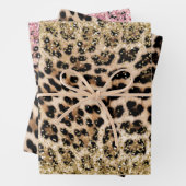 Glam Gold Glitzer Cream Leopard Glitzer Geschenkpapier Set (Beispiel)