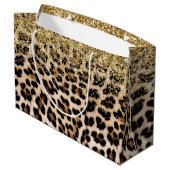 Glam Gold Glitzer Cream Leopard Glitzer Große Geschenktüte (Rückseite Schrägansicht)