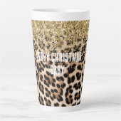 Glam Gold Glitzer Creme Leopard Print Milchtasse (Vorderseite)