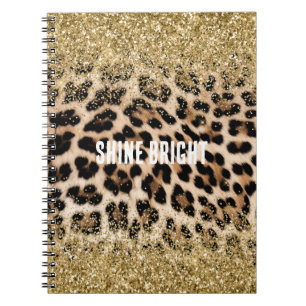 Glam Gold Glitzer Creme Leopard Print Notizblock