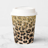 Glam Gold Glitzer Creme Leopard Print Pappbecher (Links)