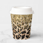 Glam Gold Glitzer Creme Leopard Print Pappbecher (Rechts)