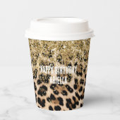 Glam Gold Glitzer Creme Leopard Print Pappbecher (Vorderseite)