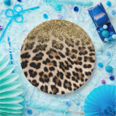 Glam Gold Glitzer Creme Leopard Print Pappteller (Party)