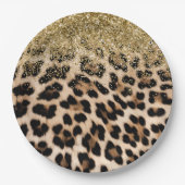 Glam Gold Glitzer Creme Leopard Print Pappteller (Vorderseite)