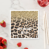Glam Gold Glitzer Creme Leopard Print Serviette (Beispiel)