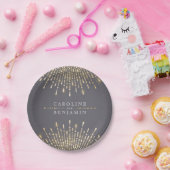 Glam gold Glitzer Deko Vintage Hochzeit Monogramm Pappteller (Party)