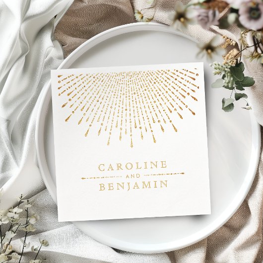 Glam gold Glitzer Deko Vintage Hochzeit Monogramm Serviette
