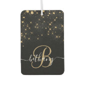 Glam Gold Glitzer Diamond Sparkle Elegantes Monogr Autolufterfrischer (Vorderseite)
