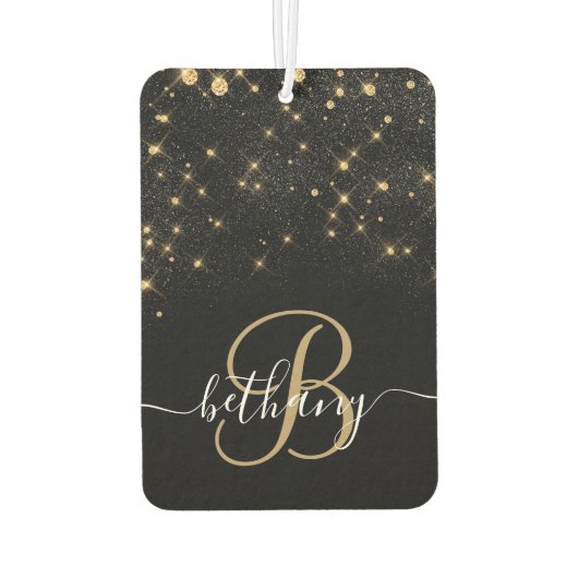 Glam Gold Glitzer Diamond Sparkle Elegantes Monogr Autolufterfrischer (Rückseite)