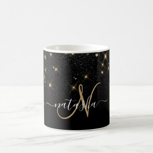 Glam Gold Glitzer Diamond Sparkle Elegantes Monogr Kaffeetasse (Mittel)