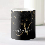 Glam Gold Glitzer Diamond Sparkle Elegantes Monogr Kaffeetasse<br><div class="desc">Erstellen Sie Ihre eigene personalisierte schwarz-goldene Diamant-Funkelkaffee-Tasse mit Ihrem individuellen Monogramm und Namen.</div>