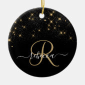 Glam Gold Glitzer Diamond Sparkle Elegantes Monogr Keramik Ornament (Vorne)