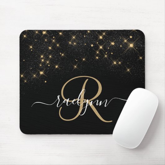 Glam Gold Glitzer Diamond Sparkle Elegantes Monogr Mousepad (Mit Mouse)