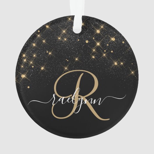 Glam Gold Glitzer Diamond Sparkle Elegantes Monogr Ornament (Rückseite)