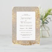 Glam Gold Glitzer Elegante Moderne Hochzeit Einladung (Stehend Vorderseite)